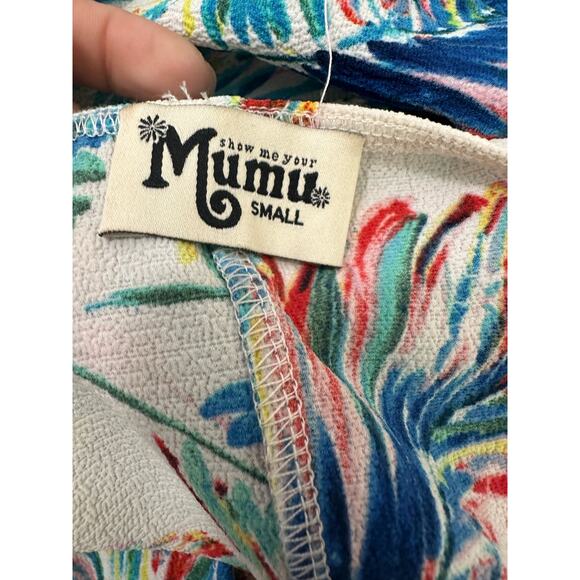 Show Me Your Mumu white blue tropical print mini dress size Small - Picture 3 of 15